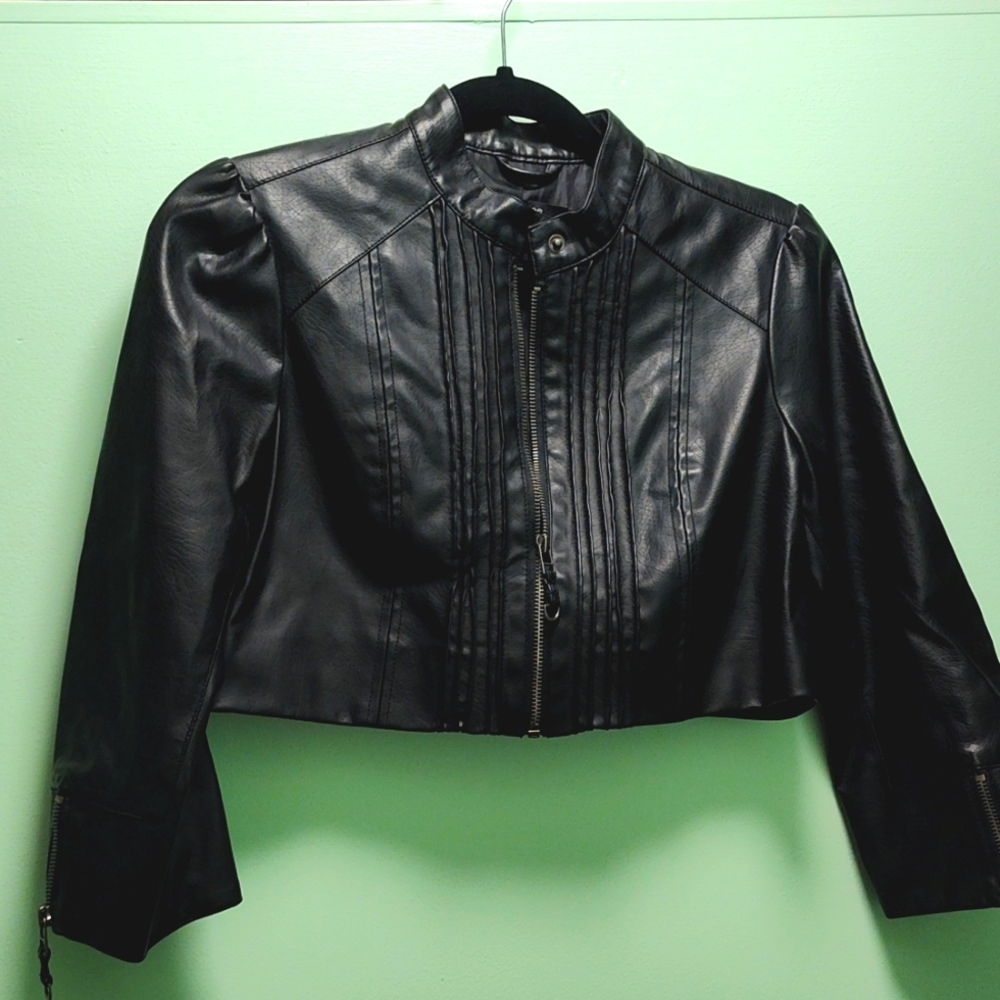 Fake leather cropped jacket size medium